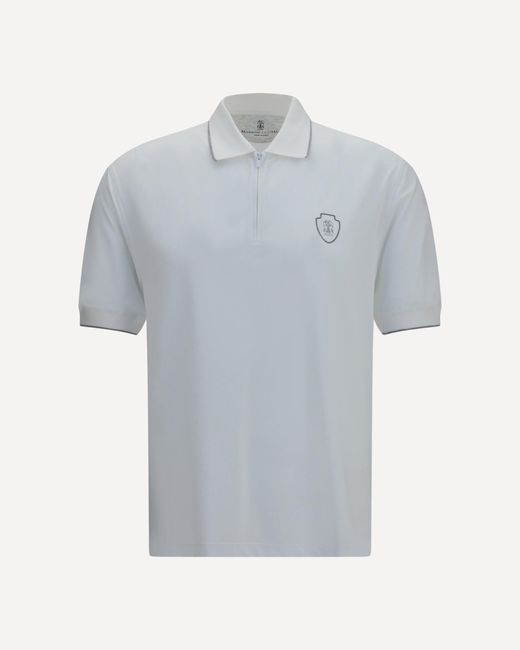 Brunello Cucinelli Blue Polo With Crest for men