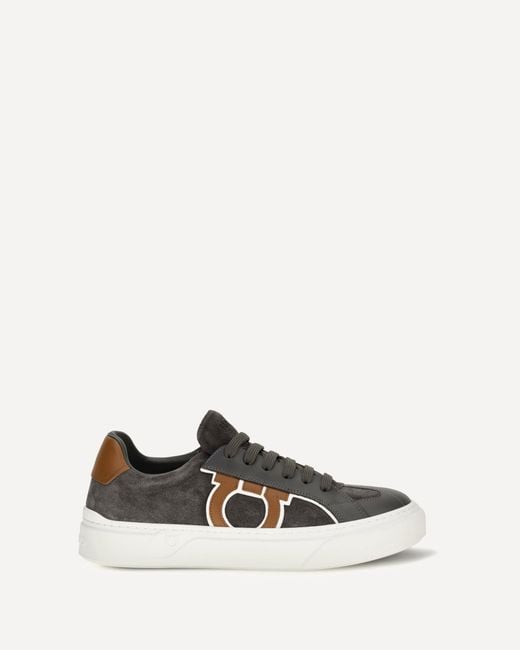 Ferragamo White Gancini Sneakers for men