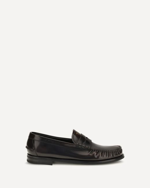 Prada White Brushed Leather Loafers for men