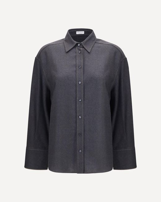 Brunello Cucinelli Blue Virgin Wool Shirt