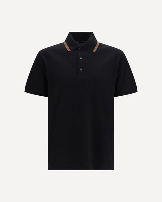 Gucci Black Cotton Piqué Jersey Polo Shirt for men