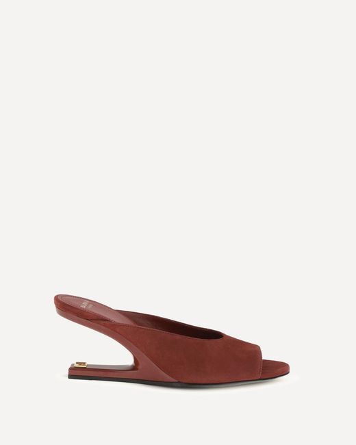 Balmain Red Suede Open-Toe Mules