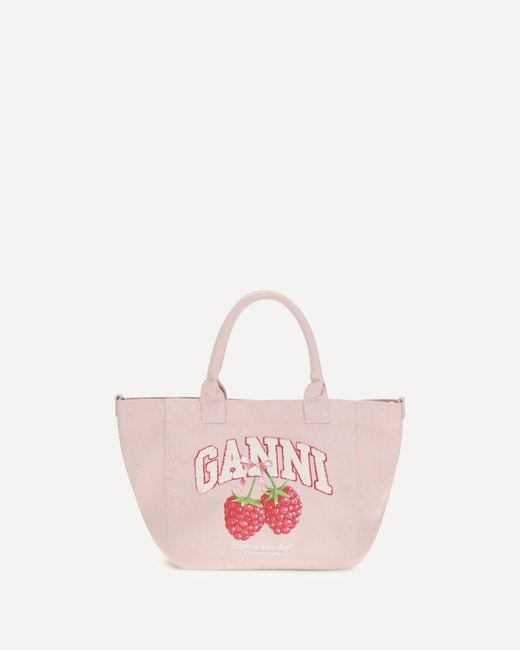 Ganni Pink Small Easy Shopper Raspberry Print