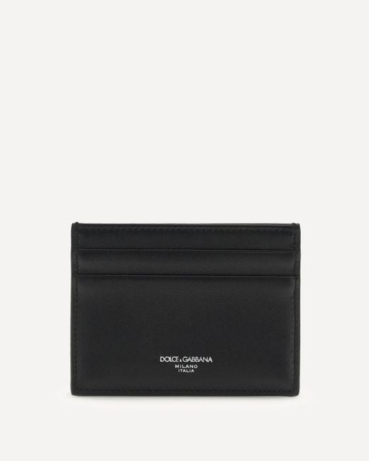 Dolce & Gabbana Black Calfskin Plongé Cardholder With Woven Detail for men