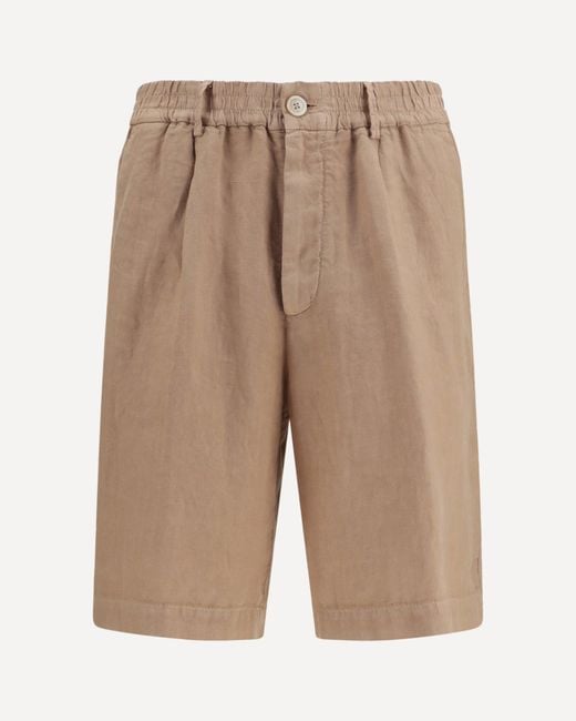 Brunello Cucinelli Natural Lightweight Délavé Linen Shorts for men