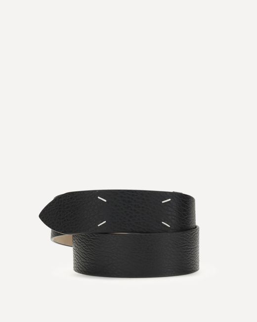 Margiela Black Grained Four-Stitch Belt