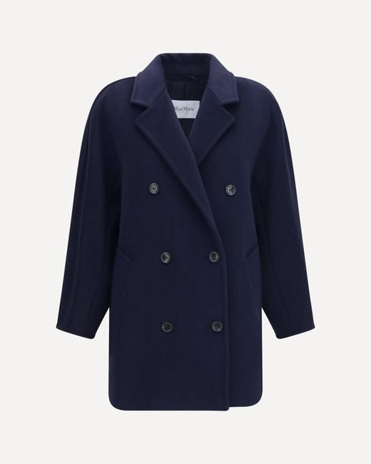 Max Mara Blue Rebus Double-Breasted Jacket