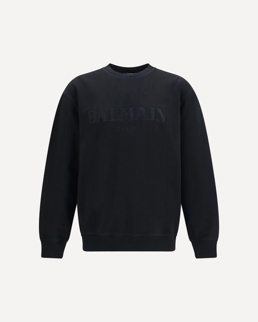 Balmain Blue Vintage Embroidered Logo Sweatshirt for men
