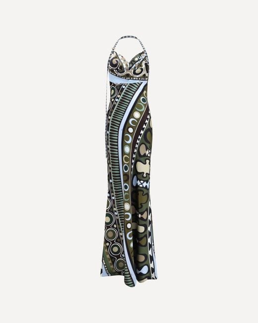 Emilio Pucci White Long Silk-Blend Printed Dress