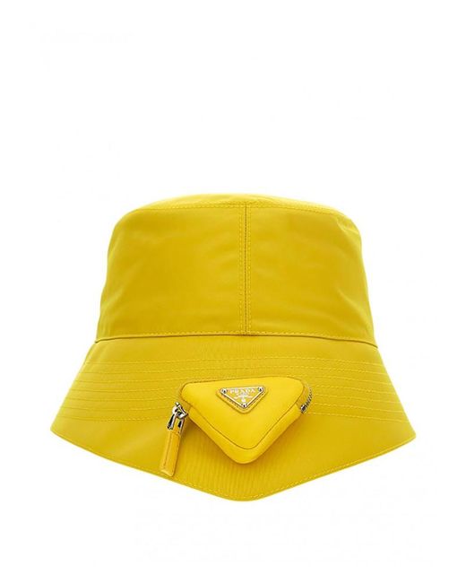 Prada Synthetic Bucket Hat in Yellow for Men Lyst UK