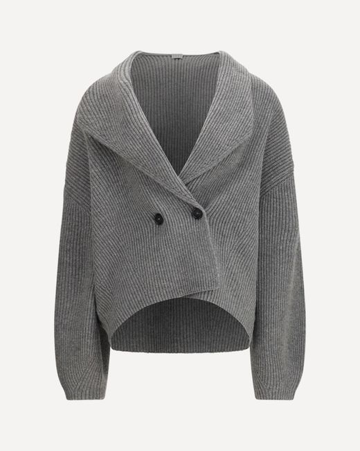 Totême  Gray Shawl-Lapel Cardigan