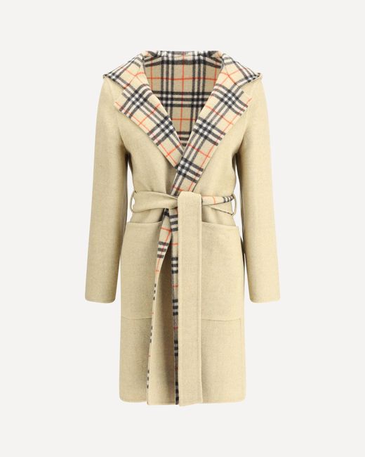 Burberry Natural Reversible Wool Robe Coat