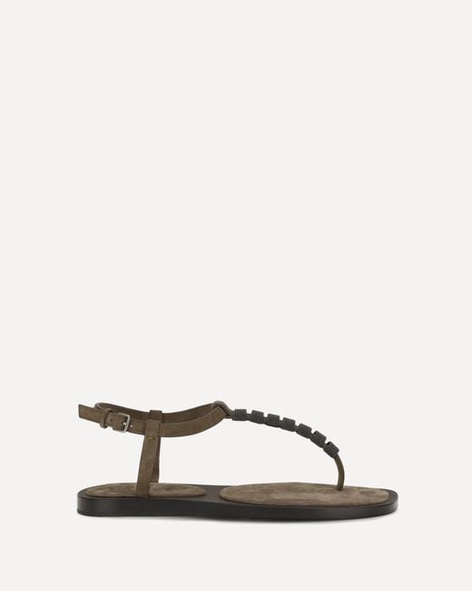 Brunello Cucinelli Natural Embellished Sandals