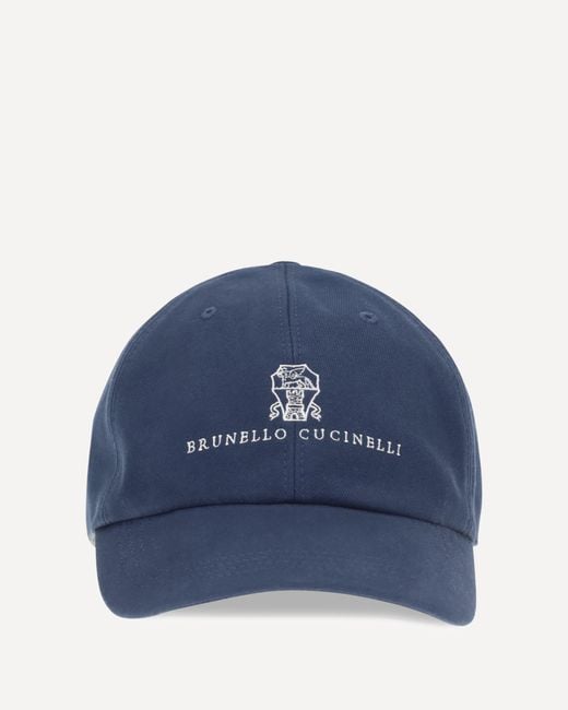 Brunello Cucinelli Blue Logoed Baseball Hat for men