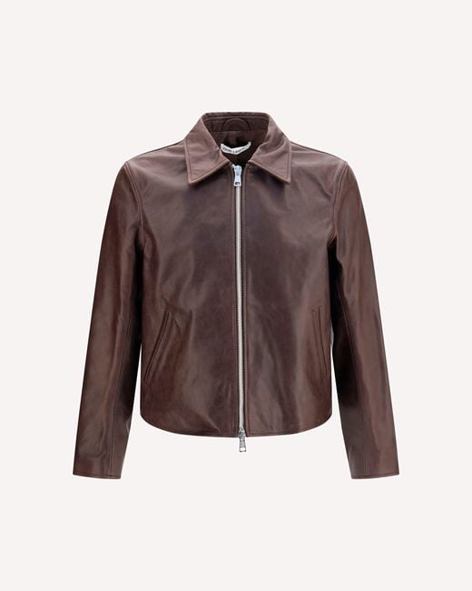 Our Legacy Brown Mini Leather Jacket for men