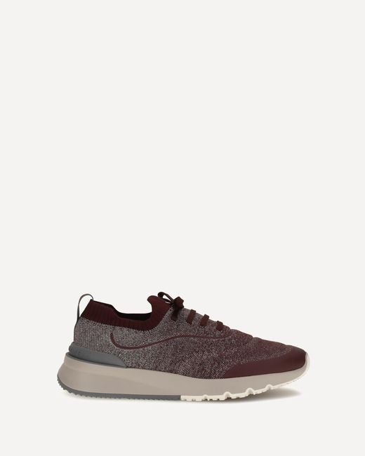 Brunello Cucinelli Brown Techno Cotton Knit Sneakers Runners for men