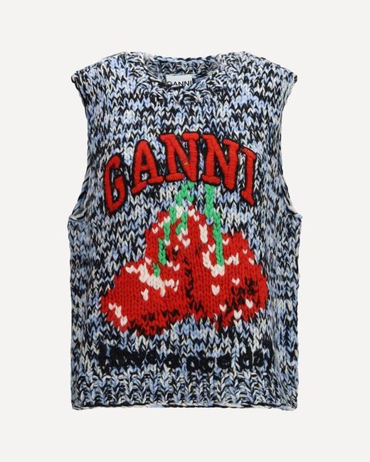 Ganni Red Wool Cherry Vest
