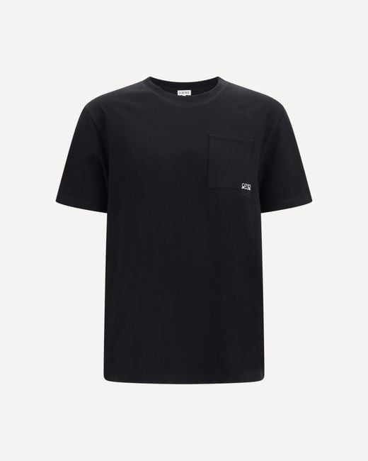 Loewe Black Cotton T-Shirt With Embroidered Logo for men