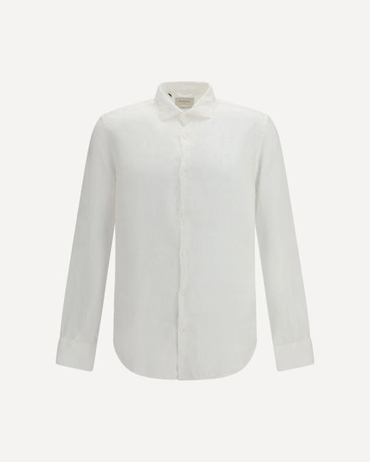 Brooksfield White Linen Shirt for men