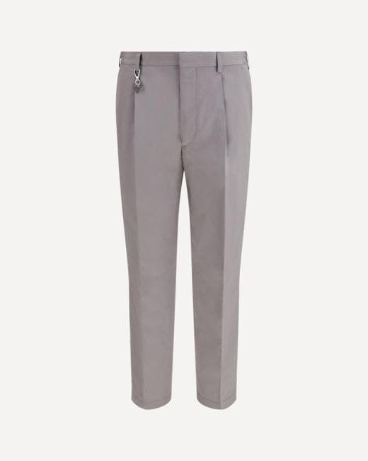 Prada Gray Tailored Cotton Poplin Pants for men