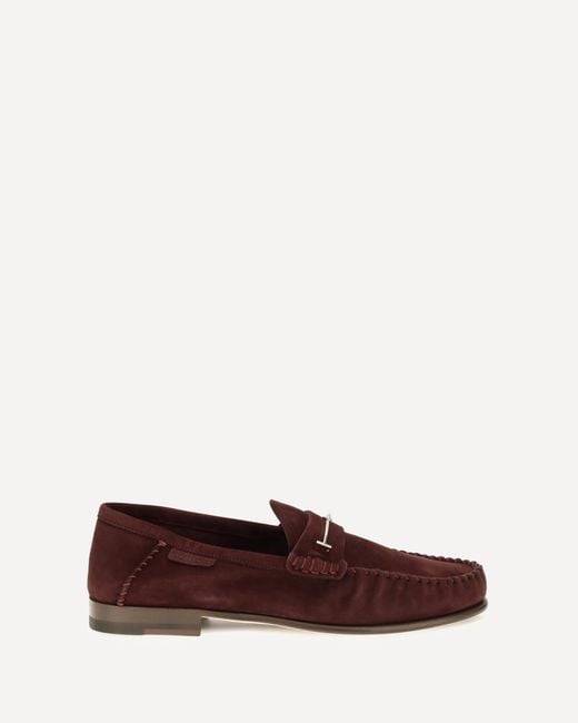 Tom Ford Brown Suede Leather T-Strap Loafers