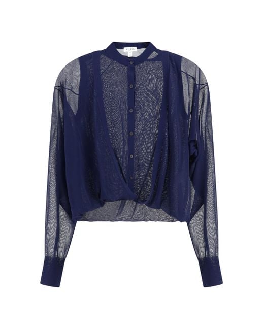 Cardigan Semi-Trasparente di Alaïa in Blue