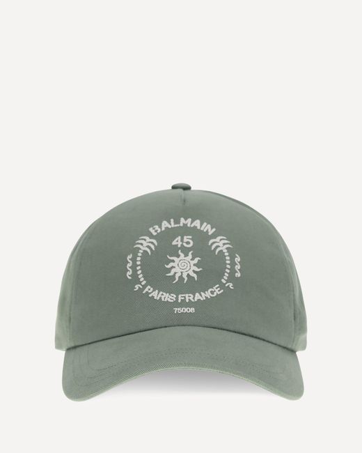 Balmain Green Logo Print Cap