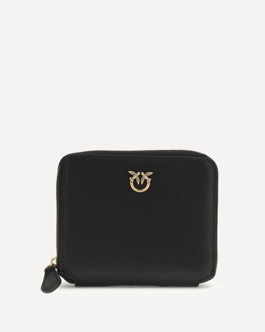 Pinko Black Leather Zip-Around Wallet