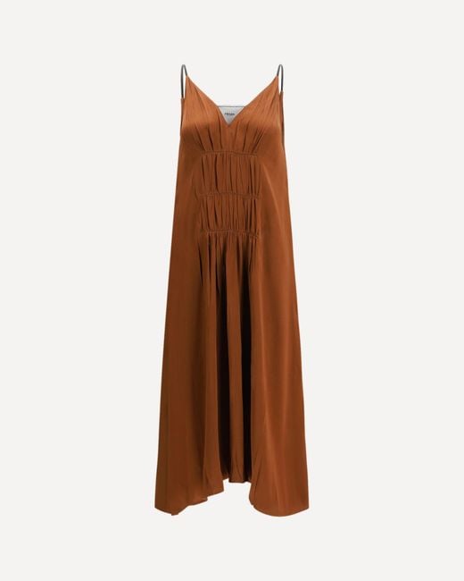 Prada Brown V-Neck Long Dress
