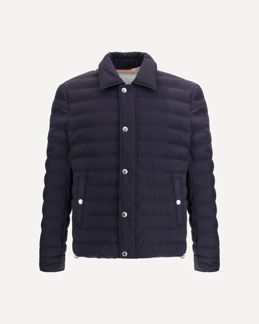 Brunello Cucinelli Blue Down Jacket for men