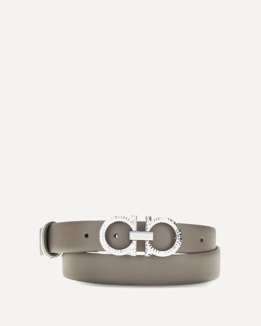Ferragamo White Reversible And Adjustable Gancini Belt
