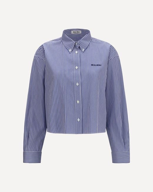 Miu Miu Blue Shirt Striped Cotton