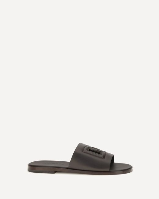 Dolce & Gabbana White Dolce & Gabbana Embossed Logo Sandals Dark for men