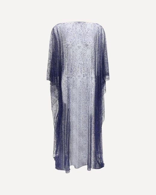 Giorgio Armani Blue Long Tulle And Crystal-Embellished Poncho