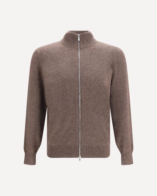 Brunello Cucinelli Brown Cashmere Cardigan for men
