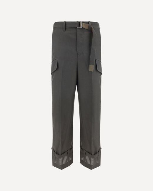 Sacai Gray Pants With Adjustable Hem for men