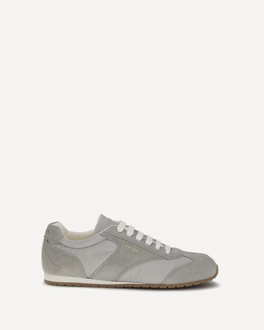 Prada White Suede And Fabric Sneakers for men