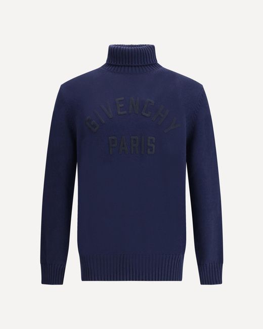 Givenchy Blue Logo Turtleneck Sweater for men