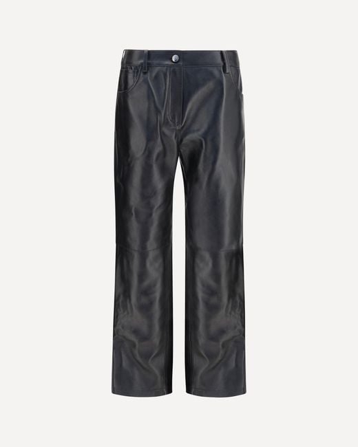 Magda Butrym Gray Straight-Leg Leather Pants