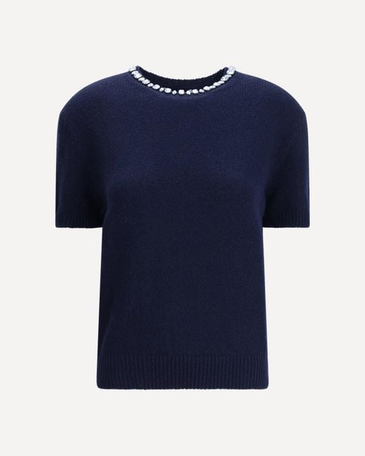 Prada Blue Wool And Cashmere Crew-Neck Sweater