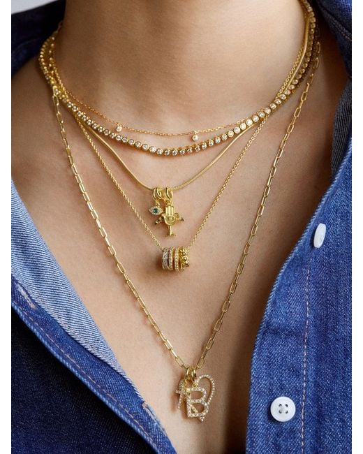 BaubleBar Natural Pavé Initial Cluster Charm
