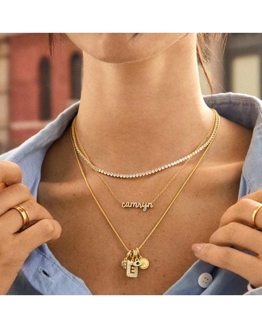 BaubleBar White Block Pavé Initial Cluster Charm