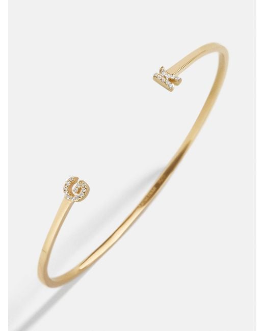 BaubleBar Natural 18k Gold Double Initial Custom Cuff Bracelet