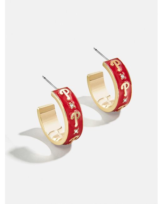 BaubleBar White Wear By Erin Andrews X Philadelphia Phillies Enamel Hoop Earrings