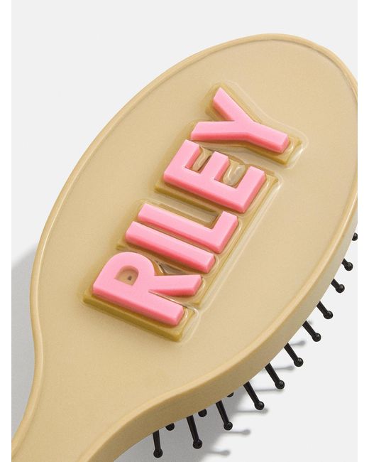 BaubleBar White Block Font Mini Custom Hair Brush