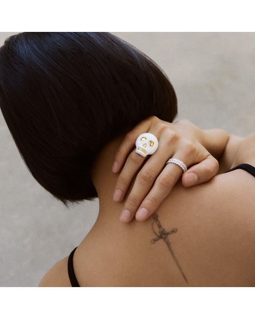 BaubleBar White Dead Set Skull Ring