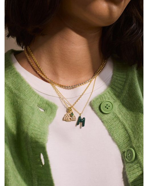 BaubleBar White Mini Bubble Initial Enamel Necklace