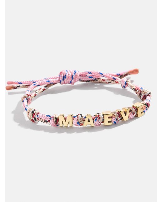 BaubleBar Pink Custom Knotted Nameplate Bracelet