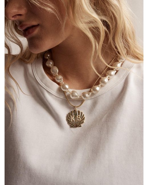 BaubleBar White Seashell Initial Custom Necklace