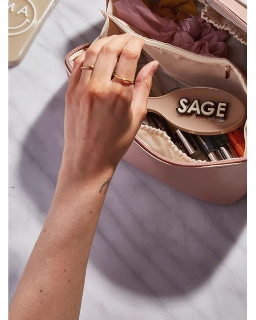 BaubleBar Pink Mini Block Font Mini Custom Hair Brush